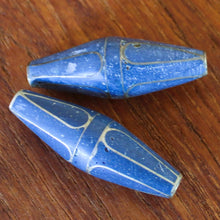 Load image into Gallery viewer, Bicone, Jewellery-Making, Silver, Lapis Lazuli, Afghanistan, Turkmenistan, Turkoman,  Imperfections, Jewellery, Global Beads, Collection, Mix, Tigertail, Craftline, Leather, Necklace, Earrings, Ethnic, Tribal, Statement Jewellery, Top-Drill, Hole, Afghan, Middle Eastern, Bracelet, Anklet, Bangle, Blue, Currency, Trading,