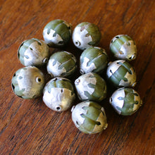 Load image into Gallery viewer, Jade, Afghanistan, China, Asia, Melons, Oval, Tin, Metal, Round, Carved, Henan, Semi-Precious, Jewellery-Making, Gem, Jewellery, Global Beads, Collection, Mix, Tigertail, Craftline, Leather, Earrings, Necklace, Anklet, Bracelet, Ethnic, Tribal, Spiritual, Jade, Unpolished, Statement, Button, Button-Shaped, Healing Qualities, Polished, Boho, Boho-Style, Beads, Imperial Gem,