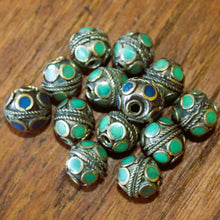 Load image into Gallery viewer, Turkoman Beads, Afghanistan, Turkmenistan, Brass, Turkoman,  Imperfections, Jewellery, Global Beads, Collection, Mix, Tigertail, Craftline, Leather, Necklace, Earrings, Ethnic, Tribal, Statement Jewellery, Top-Drill, Hole, Afghan, Middle Eastern, Enamel, Inlaid, Bracelet, Anklet, Wire, Wrapping, Malachite, Rustic, Gemstones, Lapis,
