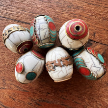 Load image into Gallery viewer, Jewellery-Making, Brass, Tibet, Imperfections, Barrels, Jewellery Global Beads, Collection, Mix, Tigertail, Craftline, Leather, Necklace, Earrings, Ethnic, Tribal, Statement Jewellery, Top-Drill, Beads, Statement Jewellery, Nomad, Conch, Coral, Turquoise, Himalayas, Nepal,