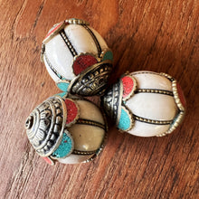 Load image into Gallery viewer, Jewellery-Making, Silver, Naga Conch, Hand-Crafted, Semi-Precious, Tibet, Imperfections, Jewellery, Global Beads, Collection, Mix, Tigertail, Craftline, Leather, Necklace, Earrings, Ethnic, Tribal, Turquoise, Coral, Copper, Statement Jewellery, Top-Drill, Beads, Statement Jewellery, Nomad, Conch, Coral, Turquoise, Copper, Himalayas, Nepal,