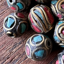 Load image into Gallery viewer, Jewellery-Making, Silver, Tibet, Nepal, Hand-Crafted, Imperfections, Jewellery, Brass, Beads, Collection, Mix, Tigertail, Craftline, Leather, Enamel, Necklace, Earrings, Ethnic, Tribal, Statement Jewellery, Top-Drill, Hole, Himalayas, Bracelet, Anklet, Bangle, Dark Red, Currency, Trading, Ovals, Mosaic, Brass, Coral, Turquoise,