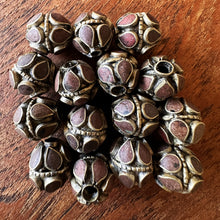 Load image into Gallery viewer, Turkoman Beads, Afghanistan, Turkmenistan, Brass, Turkoman,  Imperfections, Jewellery, Global Beads, Enamel, Semi-Precious, Collection, Mix, Tigertail, Craftline, Leather, Jasper, Malachite, Lapis Lazuli, Turquoise,  Necklace, Earrings, Ethnic, Tribal, Statement Jewellery, Top-Drill, Hole, Afghan, Middle Eastern, Enamel, Inlaid, Bracelet, Anklet, Filigree, Wire, Wrapping, Rustic,