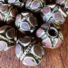 Load image into Gallery viewer, Turkoman Beads, Afghanistan, Turkmenistan, Brass, Turkoman,  Imperfections, Jewellery, Global Beads, Enamel, Semi-Precious, Collection, Mix, Tigertail, Craftline, Leather, Jasper, Malachite, Lapis Lazuli, Turquoise,  Necklace, Earrings, Ethnic, Tribal, Statement Jewellery, Top-Drill, Hole, Afghan, Middle Eastern, Enamel, Inlaid, Bracelet, Anklet, Filigree, Wire, Wrapping, Rustic,