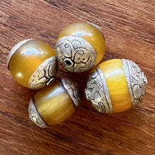 Load image into Gallery viewer, Tibet Beads, Jewellery-Making, Silver, Resin, Tibet, Imperfections, Jewellery, Global Beads, Collection, Mix, Tigertail, Craftline, Leather, Necklace, Earrings, Ethnic, Tribal, Statement Jewellery, Top-Drill, Hole, Himalayas, Bracelet, Anklet, Bangle, Turquoise, Currency, Trading, Mushroom-Like, Copal, Tree-Resin, Amber,