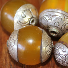 Load image into Gallery viewer, Tibet Beads, Jewellery-Making, Silver, Resin, Tibet, Imperfections, Jewellery, Global Beads, Collection, Mix, Tigertail, Craftline, Leather, Necklace, Earrings, Ethnic, Tribal, Statement Jewellery, Top-Drill, Hole, Himalayas, Bracelet, Anklet, Bangle, Turquoise, Currency, Trading, Mushroom-Like, Copal, Tree-Resin, Amber,