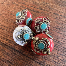 Load image into Gallery viewer, Jewellery-Making, Silver, Tibet, Imperfections, Jewellery, Nepal, Brass, Crackle, Collection, Nepali, Mix, Tigertail, Craftline, Leather, Necklace, Earrings, Ethnic, Tribal, Enamel Statement Jewellery, Top-Drill, Beads, Statement Jewellery, Nomad, Conch, Coral, Turquoise, Copper, Himalayas, Nepal,