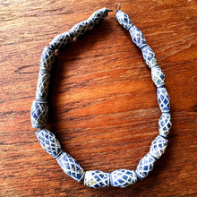 Load image into Gallery viewer, Lapis Lazuli, Afghanistan, Blue, Gold, Semi-Precious, Jewellery-Making, Chunky, Jewellery, Oval, Mix, Pyrite, Flecks, Tigertail, Craftline, Leather, Necklace, Bracelet,  Ethnic, Tribal, Cross-Hatch, Cylinder, Barrel,