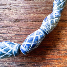 Load image into Gallery viewer, Lapis Lazuli, Afghanistan, Blue, Gold, Semi-Precious, Jewellery-Making, Chunky, Jewellery, Oval, Mix, Pyrite, Flecks, Tigertail, Craftline, Leather, Necklace, Bracelet,  Ethnic, Tribal, Cross-Hatch, Cylinder, Barrel,