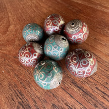 Load image into Gallery viewer, Afghanistan, Turkmenistan, Brass, Turkoman,  Imperfections, Jewellery, Global Beads, Collection, Mix, Tigertail, Craftline, Leather, Necklace, Earrings, Ethnic, Tribal, Statement Jewellery, Top-Drill, Hole, Afghan, Middle Eastern, Turquoise, Enamel, Inlaid, Bracelet, Anklet, Filigree, Wire, Wrapping, Jasper,