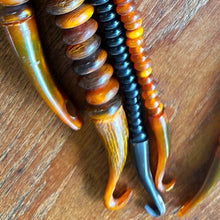 Load image into Gallery viewer, Yak, Himalayas, Horn, Rare, Bone, Collectible, Rondelle, Beads, Tibet, Nepal, Pakistan, Jewellery, Bracelets, Necklaces, Hir Combs, Topaz, Black, Yellow, Topaz,
