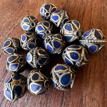 Load image into Gallery viewer, Turkoman Beads, Afghanistan, Turkmenistan, Brass, Turkoman,  Imperfections, Jewellery, Global Beads, Enamel, Semi-Precious, Collection, Mix, Tigertail, Craftline, Leather, Jasper, Malachite, Lapis Lazuli, Turquoise,  Necklace, Earrings, Ethnic, Tribal, Statement Jewellery, Top-Drill, Hole, Afghan, Middle Eastern, Enamel, Inlaid, Bracelet, Anklet, Filigree, Wire, Wrapping, Rustic,