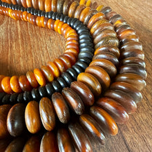 Load image into Gallery viewer, Yak, Himalayas, Horn, Rare, Bone, Collectible, Rondelle, Beads, Tibet, Nepal, Pakistan, Jewellery, Bracelets, Necklaces, Hir Combs, Topaz, Black, Yellow, Topaz,
