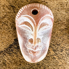 Load image into Gallery viewer, Amulet, Pendant, Talisman, Brahma Head, Soapstone, Hand Carved, Stone, Rhodonite, Faces, South India, Necklace, Earring, Leather, Jewellery,