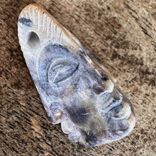 Load image into Gallery viewer, Amulet, Pendant, Talisman, Brahma Head, Soapstone, Hand Carved, Stone, Rhodonite, Faces, South India, Necklace, Earring, Leather, Jewellery,
