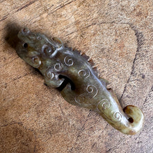 Load image into Gallery viewer, Stone, Dragon, Amulet, Chinese, Jade, Semi-Precious, Worn, Broken Limbs, Collectors, Talisman, Jewellery, Necklace, Tribal, Ethnic, Imperial, Power, Water,