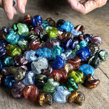 Load image into Gallery viewer, Indian, Silver Foil, Propeller, Beads, Statement, Necklace, Collection, Red, Orange, Topaz, Blue, Cyan, Aqua, Sapphire, Green, Clear, Silver Grey, Charcoal, Olive, Purple, Violet, Ruby, Magenta, Jewellery-Making, Chunky, Jewellery, Glass, Large Hole, Centre-Drill, Mix, Tigertail, Leather, Hemp-Twine, Fishing Line, Bead Curtains, Suncatchers, Twist Beads,