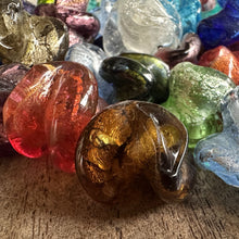 Load image into Gallery viewer, Indian, Silver Foil, Propeller, Beads, Statement, Necklace, Collection, Red, Orange, Topaz, Blue, Cyan, Aqua, Sapphire, Green, Clear, Silver Grey, Charcoal, Olive, Purple, Violet, Ruby, Magenta, Jewellery-Making, Chunky, Jewellery, Glass, Large Hole, Centre-Drill, Mix, Tigertail, Leather, Hemp-Twine, Fishing Line, Bead Curtains, Suncatchers, Twist Beads,