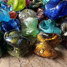 Load image into Gallery viewer, Indian, Silver Foil, Propeller, Beads, Statement, Necklace, Collection, Red, Orange, Topaz, Blue, Cyan, Aqua, Sapphire, Green, Clear, Silver Grey, Charcoal, Olive, Purple, Violet, Ruby, Magenta, Jewellery-Making, Chunky, Jewellery, Glass, Large Hole, Centre-Drill, Mix, Tigertail, Leather, Hemp-Twine, Fishing Line, Bead Curtains, Suncatchers