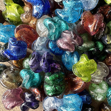 Load image into Gallery viewer, Indian, Silver Foil, Propeller, Beads, Statement, Necklace, Collection, Red, Orange, Topaz, Blue, Cyan, Aqua, Sapphire, Green, Clear, Silver Grey, Charcoal, Olive, Purple, Violet, Ruby, Magenta, Jewellery-Making, Chunky, Jewellery, Glass, Large Hole, Centre-Drill, Mix, Tigertail, Leather, Hemp-Twine, Fishing Line, Bead Curtains, Suncatchers