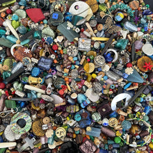 Load image into Gallery viewer, Glass, Bone, Silver Foil, Resin, Indian, Sandcast, Tribal, Ethnic, Rastas, Hand Carved, Malas, Prayer Beads, India, Faceted, Crystal, Rocaille, 4.5 kilos, Mother of Pearl, Shells, Metal, Plastic, Bamboo, Wood, Resin, Pendants, Kashmiri, Ghana, Nigeria, Himalayas, West Australia, Tibet, Nepal, Pakistan, Indonesia, Czech Republic, Bicones, Rounds, Ovals, Twists, Drops, Tubes, Cubes, Tabular, Opaque, Transparent, Speckled, Frosted, Silver Foil, Necklaces, Bracelets, Earrings, Bead Curtains,