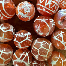 Load image into Gallery viewer, Agate, Etched, Semi-Precious, Jewellery-Making, Jewellery, Beads, Headstones, Beaders, Collection, Necklace, Anklet, Bracelet, Earrings, Ethnic, Orange Agate, Tribal, Soccer, Hieroglyphic, Amulets, construction, Afghanistan,