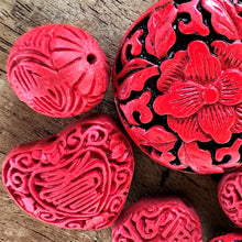 Load image into Gallery viewer, Cinnabar, Boho, Vintage, Beads, Black, Turquoise, Silver, Necklace, Crystal,  Key Ring, Jewellery-Making, Jewellery, Collection, Carved, Beader, Wear-Anytime, Chinese, Siam-Red, Blood-Red, Mineral, Pigment, Romans, Chinese, Powder, Cinnabar Pigment, Pottery Glaze, Cosmetic, Lipstick, Mercury, Toxicity, Dangerous, Poisonous, Inhale, Premature Death, Lacquer, Wood, Tree Sap, Carved, Molds, Colours,