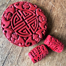 Load image into Gallery viewer, Cinnabar, Boho, Vintage, Beads, Black, Turquoise, Silver, Necklace, Crystal,  Key Ring, Jewellery-Making, Jewellery, Collection, Carved, Beader, Wear-Anytime, Chinese, Siam-Red, Blood-Red, Mineral, Pigment, Romans, Chinese, Powder, Cinnabar Pigment, Pottery Glaze, Cosmetic, Lipstick, Mercury, Toxicity, Dangerous, Poisonous, Inhale, Premature Death, Lacquer, Wood, Tree Sap, Carved, Molds, Colours,