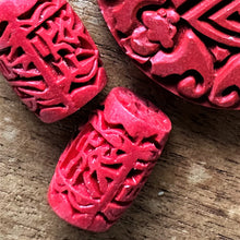 Load image into Gallery viewer, Cinnabar, Boho, Vintage, Beads, Black, Turquoise, Silver, Necklace, Crystal,  Key Ring, Jewellery-Making, Jewellery, Collection, Carved, Beader, Wear-Anytime, Chinese, Siam-Red, Blood-Red, Mineral, Pigment, Romans, Chinese, Powder, Cinnabar Pigment, Pottery Glaze, Cosmetic, Lipstick, Mercury, Toxicity, Dangerous, Poisonous, Inhale, Premature Death, Lacquer, Wood, Tree Sap, Carved, Molds, Colours,