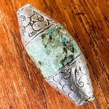 Load image into Gallery viewer, Turquoise, Polished, Semi-Precious, Matrix, Veins, Black, Brown, Himalayas, Necklace, Anklet, Pendant, Spiritual, Healing Qualities, Ethnic, Tribal, United States, Iran, Turkey, Chile, Tibet, Mexico, China, Statement, Green, Blue, Gemstone,