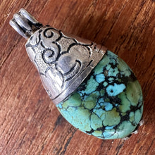 Load image into Gallery viewer, Turquoise, Polished, Semi-Precious, Matrix, Veins, Black, Brown, Himalayas, Necklace, Anklet, Pendant, Spiritual, Healing Qualities, Ethnic, Tribal, United States, Iran, Turkey, Chile, Tibet, Mexico, China, Statement, Green, Blue, Gemstone,