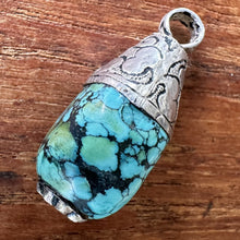 Load image into Gallery viewer, Turquoise, Polished, Semi-Precious, Matrix, Veins, Black, Brown, Himalayas, Necklace, Anklet, Pendant, Spiritual, Healing Qualities, Ethnic, Tribal, United States, Iran, Turkey, Chile, Tibet, Mexico, China, Statement, Green, Blue, Gemstone,