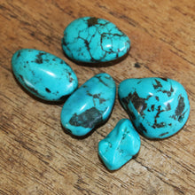 Load image into Gallery viewer, Turquoise, Polished, Semi-Precious, Matrix, Veins, Pebbles, Black, Brown, Rare, Tibet, Himalayas, Slabs, Arizona, Nugget, Nugget, Jewellery-Making, Jewellery, Beaders, Collection, Mix, Boho, Trendy, Up-Market, Rectangle, Necklace, Anklet, Bracelet, Earrings, Spiritual, Healing Qualities, Ethnic, Tribal, United States, Iran, Turkey, Chile, Tibet, Mexico, China, Statement, Green, Blue, Gemstone, Bracelet, Earrings,