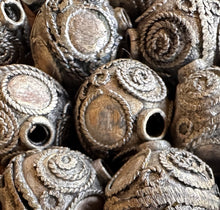 Load image into Gallery viewer, Kazakh Beads, Kazakh, Metal, Afghanistan, Kazakhstan, Ural Mountains, Rare, Hand-Made, False Granulation, Silver, Brass, Turkoman, Imperfections, Jewellery, Global Beads, Collection, Mix, Kuchi, Tigertail, Craftline, Leather, Necklace, Earrings, Ethnic, Tribal, Statement Jewellery, Top-Drill, Hole,