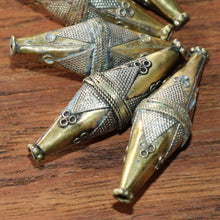 Load image into Gallery viewer, Kazakh Bicones, Kazakh, Afghanistan, Metal, Kazakhstan, Ural Mountains, False Granulation, Silver, Brass, Bicone, Turkoman,  Jewellery-Making, Jewellery, Global Beads, Collection, Mix, Tigertail, Craftline, Leather, Necklace, Earrings, Ethnic, Tribal, Statement Jewellery,