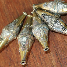 Load image into Gallery viewer, Kazakh Bicones, Kazakh, Afghanistan, Metal, Kazakhstan, Ural Mountains, False Granulation, Silver, Brass, Bicone, Turkoman,  Jewellery-Making, Jewellery, Global Beads, Collection, Mix, Tigertail, Craftline, Leather, Necklace, Earrings, Ethnic, Tribal, Statement Jewellery,