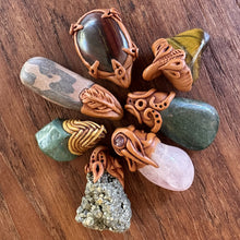 Load image into Gallery viewer, Polymer Clay, Semi-Precious, Pendant, Handcrafted, Rose Quartz, Natural Pyrite, Agate, Zebra Stone, Aventurine, Tiger Eye, Jade, Bails,
