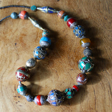 Load image into Gallery viewer, Silver, Beads, Brass, Rose Dakin, Unique, Traditional, Hand-Crafted, Afghanistan, Turkoman, Turkmenistan, Kazakh, Kazakhstan, Nepal, Africa, Europe, India, Broome, Margaret River, World, Afghanistan, Jewellery, Wearable Art, Canadian Indian Heritage, Lapis Lazuli, Malachite, Turquoise, Coral, Pearl Shell, Bone, Wood, Metal, Ethnic, Jewellery, Tribal, Statement, Western Australia, Semi-Precious
