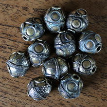 Load image into Gallery viewer, Kazakh Beads, Kazakh, Afghanistan, Kazakhstan, Ural Mountains, False Granulation, Silver, Brass, Turkoman,  Imperfections, Jewellery, Global Beads, Collection, Mix, Kuchi, Tigertail, Craftline, Leather, Necklace, Earrings, Ethnic, Tribal, Statement Jewellery, Top-Drill, Hole,