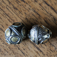 Load image into Gallery viewer, Kazakh Beads, Kazakh, Afghanistan, Kazakhstan, Ural Mountains, False Granulation, Silver, Brass, Turkoman,  Imperfections, Jewellery, Global Beads, Collection, Mix, Kuchi, Tigertail, Craftline, Leather, Necklace, Earrings, Ethnic, Tribal, Statement Jewellery, Top-Drill, Hole,