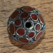 Load image into Gallery viewer, Turkoman Beads, Afghanistan, Turkmenistan, Brass, Turkoman, Imperfections, Jewellery, Global Beads, Collection, Mix, Tigertail, Craftline, Leather, Necklace, Earrings, Ethnic, Tribal, Statement Jewellery, Top-Drill, Hole, Afghan, Middle Eastern, Enamel, Inlaid, Bracelet, Anklet, Filigree, Wire, Wrapping, Jasper, Rustic,