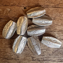 Load image into Gallery viewer, Silver, HillTribe, Flat Ovals, Puncture, Pure Silver, Puff, Hill Tribe, Thailand, Karen HillTribe, Puff Fish, Beads, Metal, Charms, Pendants, 99.9%, Vietnam, Chasing, Hammer, Traditional Tools, Hand-Crafted, Artisans, Chasing Hammer, Silversmith, Ethnic, Jewellery, Beaders, Bracelet, Necklace, Anklet, Tribal, Statement,