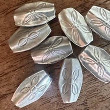 Load image into Gallery viewer, Silver, HillTribe, Flat Ovals, Puncture, Pure Silver, Puff, Hill Tribe, Thailand, Karen HillTribe, Puff Fish, Beads, Metal, Charms, Pendants, 99.9%, Vietnam, Chasing, Hammer, Traditional Tools, Hand-Crafted, Artisans, Chasing Hammer, Silversmith, Ethnic, Jewellery, Beaders, Bracelet, Necklace, Anklet, Tribal, Statement,