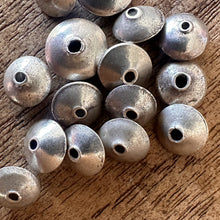 Load image into Gallery viewer, Silver, HillTribe, Pillow-Shaped Rondelle Saucers, Pure Silver, Hill Tribe, Thailand, Karen HillTribe, Beads, Metal, Charms, Pendants, 99.9%, Vietnam, Chasing, Hammer, Traditional Tools, Hand-Crafted, Artisans, Chasing Hammer, Silversmith, Ethnic, Jewellery, Earrings, Beaders, Bracelet, Necklace, Anklet, Tribal, Statement,