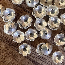 Load image into Gallery viewer, Silver, HillTribe, Bead Caps, Pure Silver, Hill Tribe, Thailand, Karen HillTribe, Beads, Metal, Charms, Pendants, 99.9%, Vietnam, Chasing, Hammer, Traditional Tools, Hand-Crafted, Artisans, Chasing Hammer, Silversmith, Ethnic, Jewellery, Earrings, Beaders, Bracelet, Necklace, Anklet, Tribal, Statement, Bead Cradle,