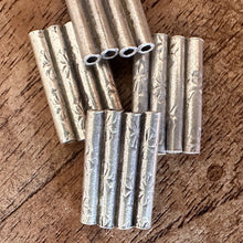 Load image into Gallery viewer, Silver, HillTribe, Straight Tubes, 4-Strands, Pure Silver, Floral, Hollow, Hill Tribe, Thailand, Karen HillTribe, Beads, Metal, Charms, Pendants, 99.9%, Vietnam, Chasing, Hammer, Traditional Tools, Hand-Crafted, Artisans, Chasing Hammer, Silversmith, Ethnic, Jewellery, Earrings, Beaders, Bracelet, Necklace, Anklet, Tribal, Statement,