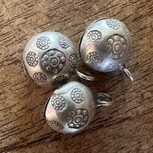 Load image into Gallery viewer, Silver, HillTribe, Bead Charms, Bells, Leaf, Floral, Pure Silver, Bell Charms, Hill Tribe, Thailand, Karen HillTribe, Beads, Metal, Charms, Hammered, Pendants, 99.9%, Vietnam, Chasing, Hammer, Traditional Tools, Hand-Crafted, Artisans, Chasing Hammer, Silversmith, Ethnic, Jewellery, Earrings, Beaders, Bracelet, Necklace, Anklet, Tribal, Statement,