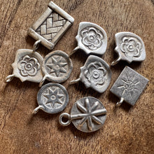 Load image into Gallery viewer, Silver, HillTribe, Charms, Pure Silver, Hill Tribe, Thailand, Karen HillTribe, Beads, Metal, Charms, Hammered, Pendants, 99.9%, Vietnam, Chasing, Hammer, Traditional Tools, Hand-Crafted, Artisans, Chasing Hammer, Silversmith, Ethnic, Jewellery, Earrings, Beaders, Bracelet, Necklace, Anklet, Tribal, Statement,