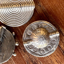 Load image into Gallery viewer, Silver, HillTribe, Circular, Charms, Pendant, Pure Silver, Hill Tribe, Thailand, Karen HillTribe, Beads, Metal, Hammered, Embossed, Pendants, 99.9%, Vietnam, Chasing, Hammer, Traditional Tools, Hand-Crafted, Artisans, Chasing Hammer, Silversmith, Ethnic, Jewellery, Earrings, Beaders, Bracelet, Necklace, Anklet, Tribal, Statement,
