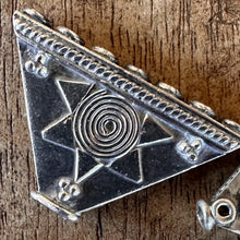 Load image into Gallery viewer, Silver, Multi-Strand Reducers, Triangle, HillTribe, Pendant, Pure Silver, Hill Tribe, Thailand, Karen HillTribe, Beads, Metal, Charms, Hammered, Pendants, 99.9%, Vietnam, Chasing, Hammer, Traditional Tools, Hand-Crafted, Artisans, Chasing Hammer, Silversmith, Ethnic, Jewellery, Earrings, Beaders, Bracelet, Necklace, Anklet, Tribal, Statement,